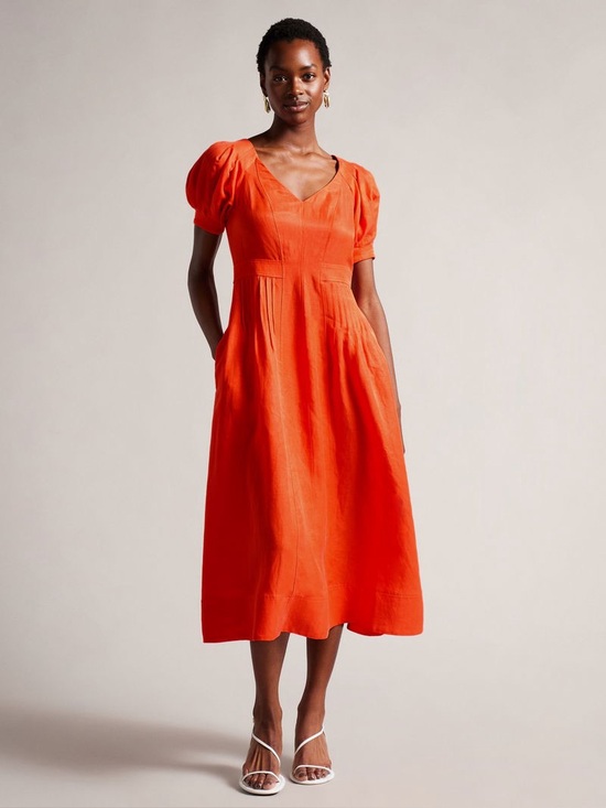 Ted Baker Dresses & Skirts - Ted Baker Opalz Puff Sleeve Fit and Flare
Midi Dress
